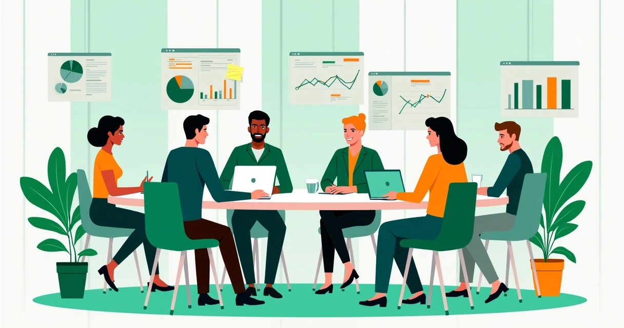 Equipe multidisciplinar reunida em espaço colaborativo de agência digital