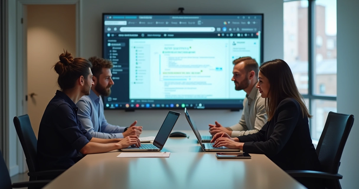 Equipe colaborando online via Microsoft Teams 