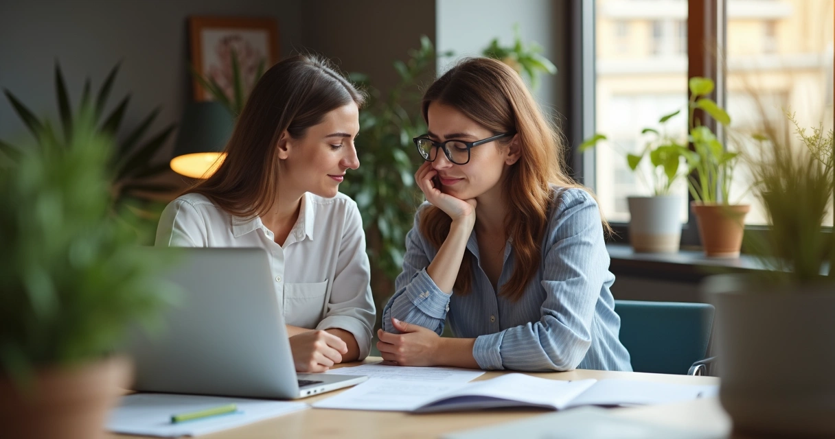 Compañeros de equipo ayudándose en oficina 