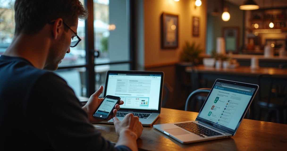 Colaborador acessando treinamento em diferentes dispositivos 