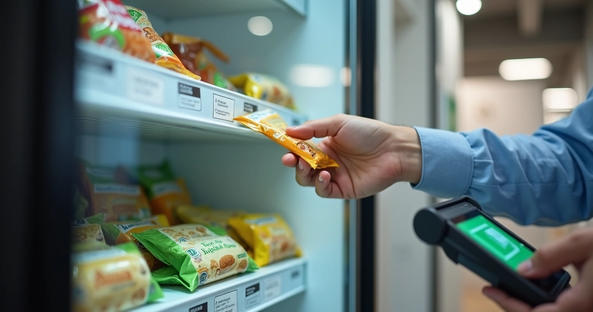 Colaborador escolhendo produto com embalagem reciclável 