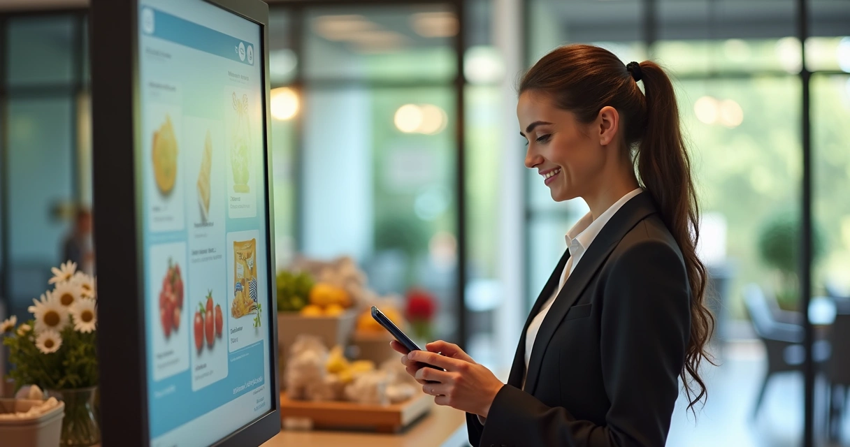 Executiva faz lanche saudável usando plataforma digital