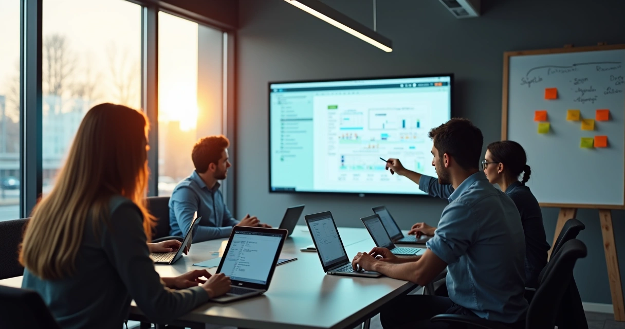 Colaboradores aprendendo a usar novas ferramentas de IA 