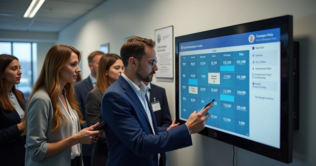 Funcionários registrando ponto em sistema digital