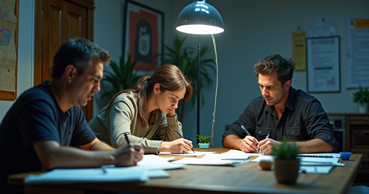 Equipe de colaboradores em escritório moderno mostrando expressões de desinteresse e desmotivação 