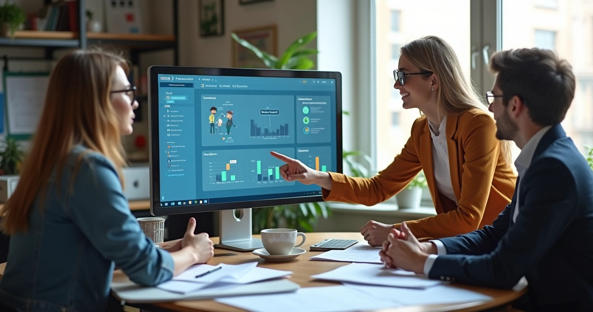 Equipe operacional empresa interagindo com agente IA 