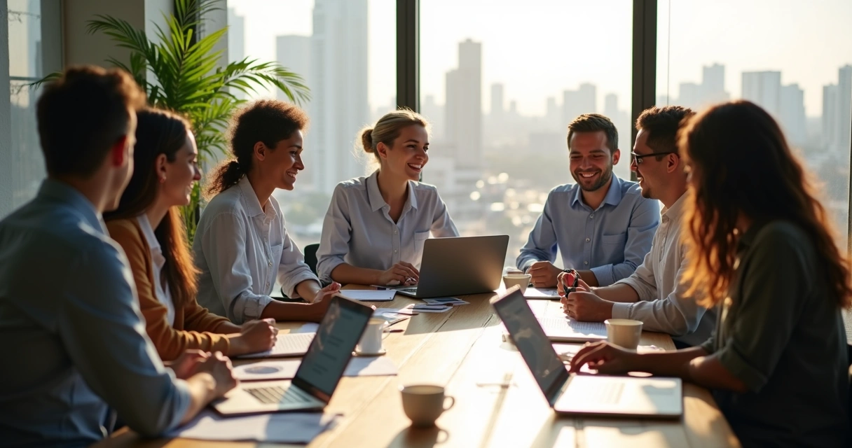 Colaboradores reunidos analisando plano de saúde em empresa de Brasília 