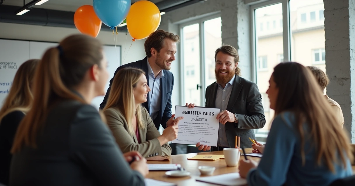 Colaboradores recebendo reconhecimento e premiação 