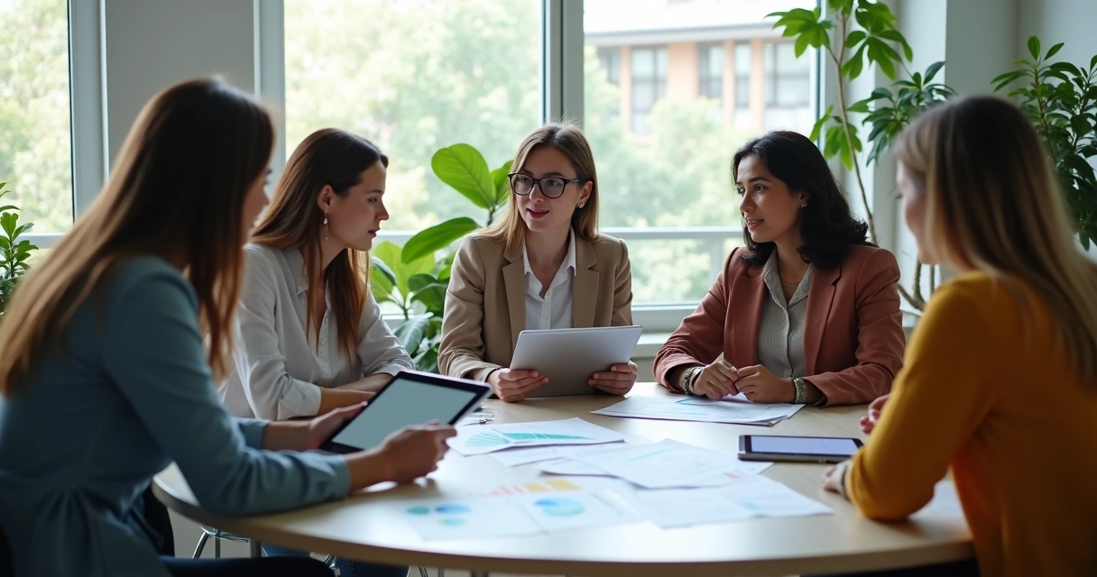 Equipe de RH atuando colaborativamente em ambiente moderno 