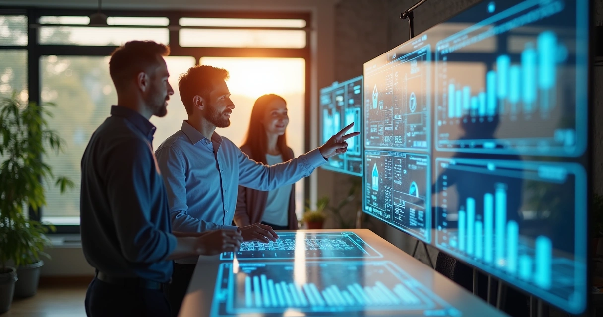 Colaboradores de TI trabalhando de forma colaborativa em ambiente digital 