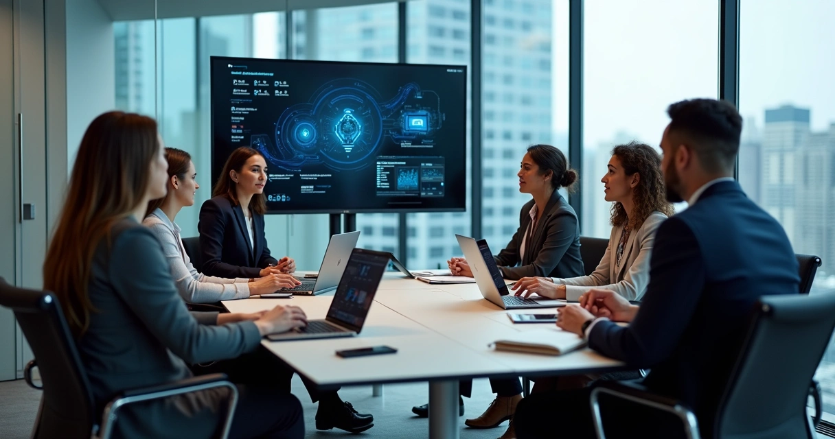 Equipe participando de treinamento em automação com IA 
