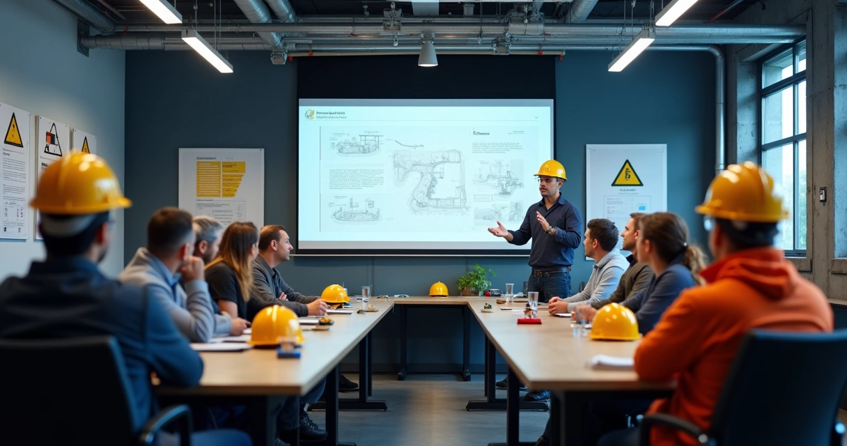 Colaboradores participando de treinamento de segurança no trabalho 