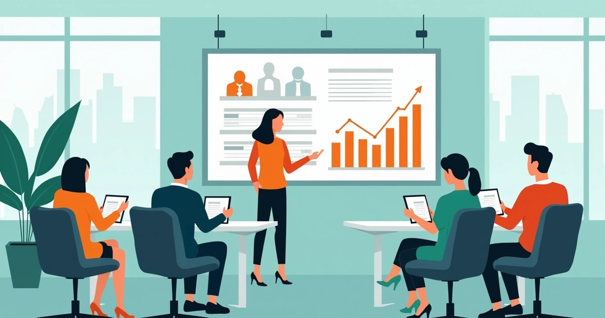 Equipe de escritório em sessão de treinamento sobre licenças de software 