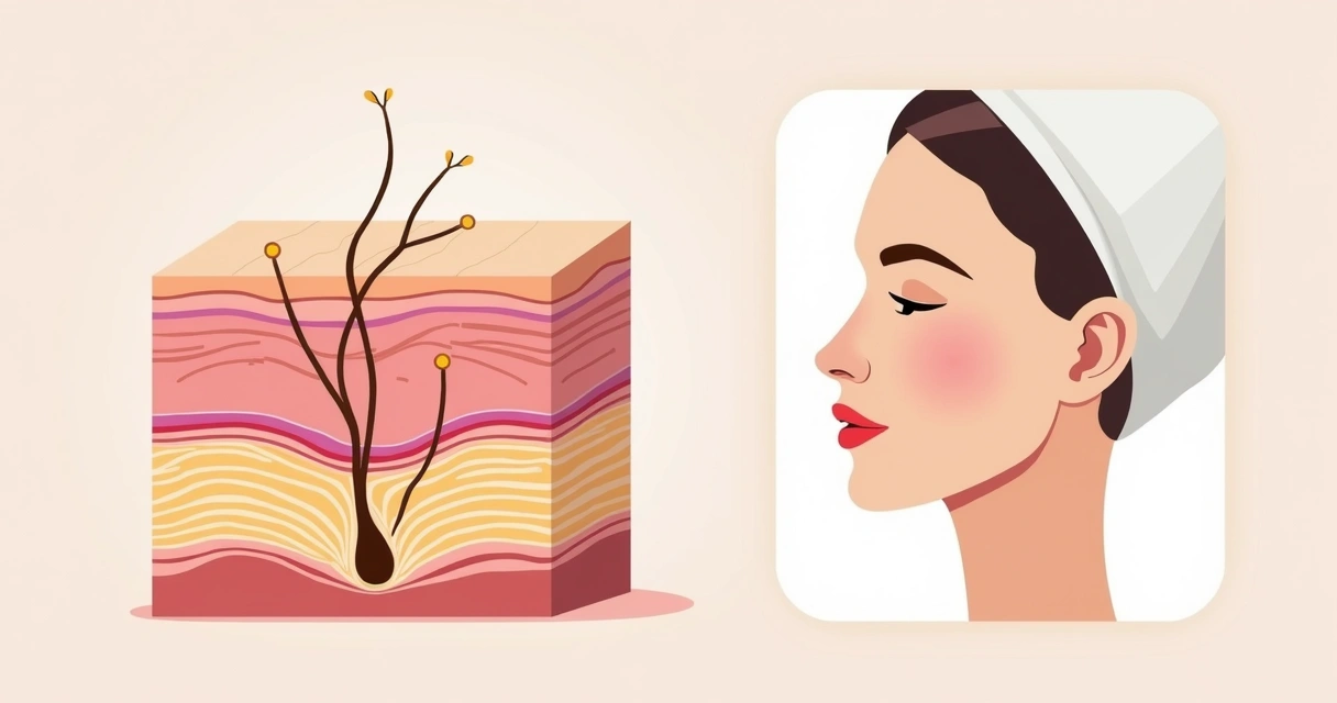 Ilustração de colágeno e firmeza na pele facial