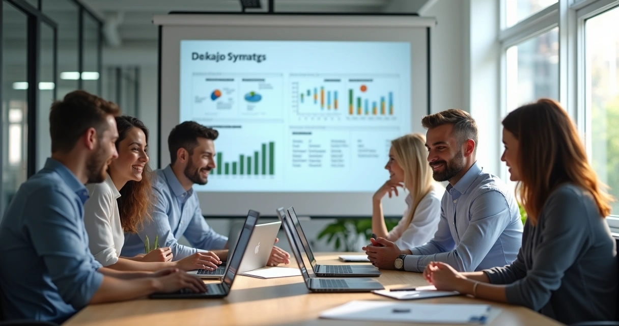 Equipe de vendas reunida ao redor de uma mesa discutindo roteiros de cold call 