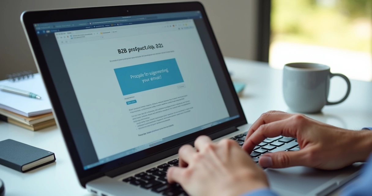 Computador com tela aberta em e-mail de prospecção B2B 