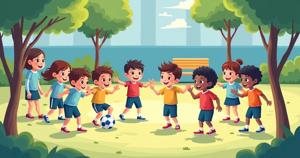 Crianças em roda brincando com mediação no recreio 