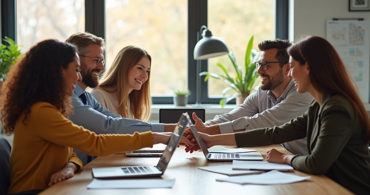Colegas colaborando juntos no escritório 