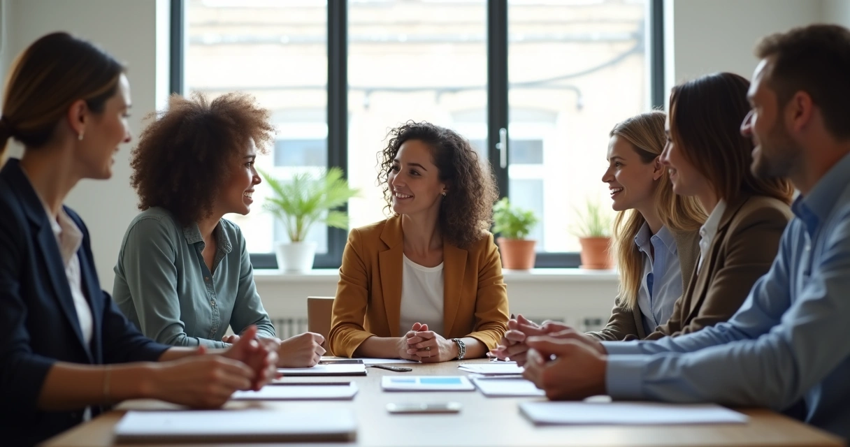 Colegas conversando de forma respeitosa no trabalho