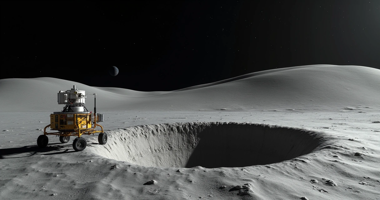 Sonda Chang'e-6 coletando solo no lado afastado da Lua na Cratera Apollo 