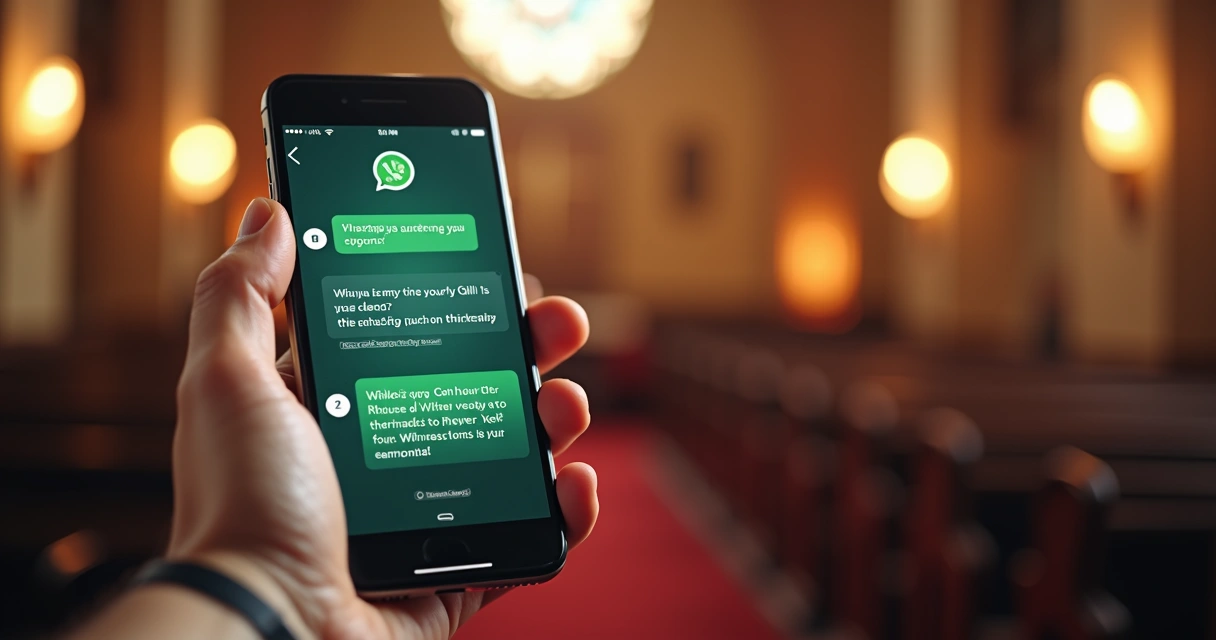 Smartphone recebendo depoimento pós-evento no WhatsApp