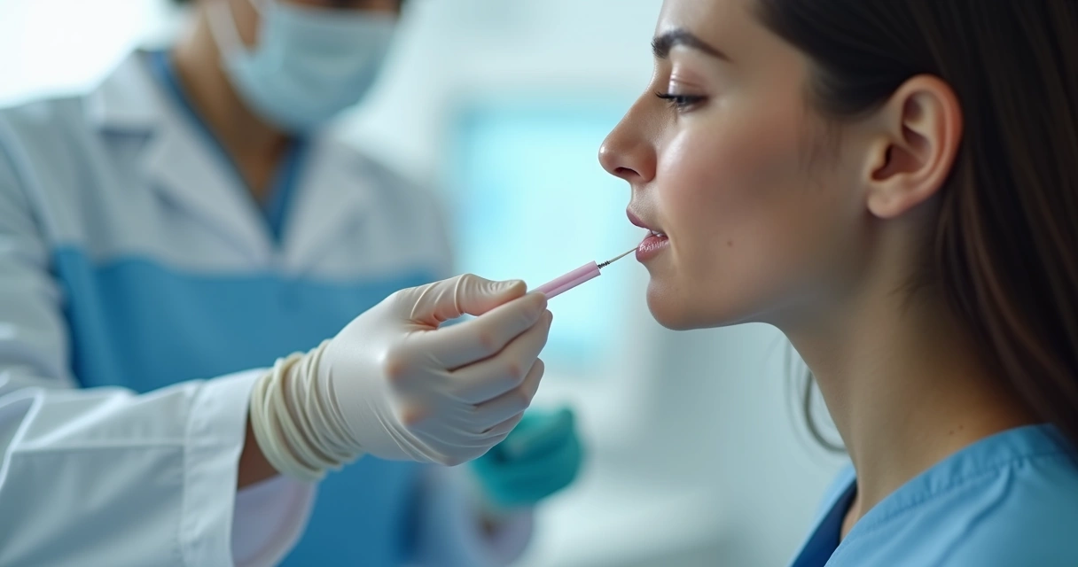 Coleta de exame PCR com swab na clínica