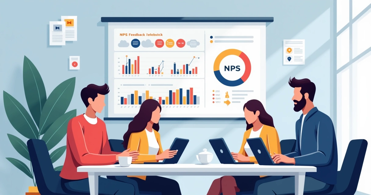 Equipe analisando respostas de pesquisa em tablets