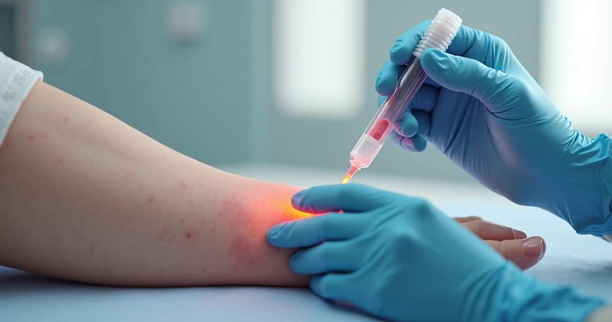 Coleta de amostra de lesão de herpes genital com swab 