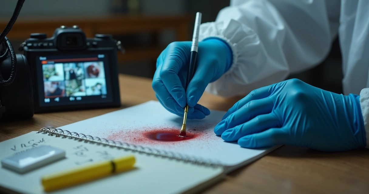 Perito coletando vestígios em cena pericial 