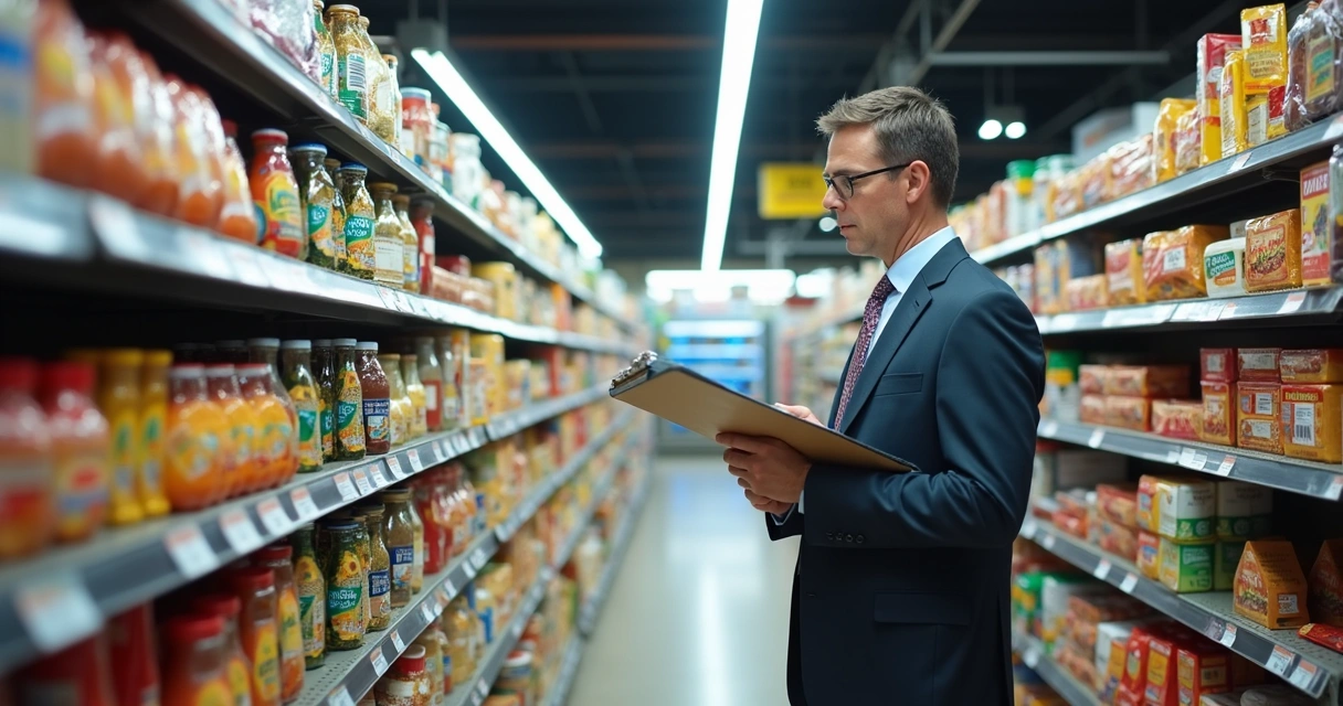 Pessoa coletando preços em supermercado americano 