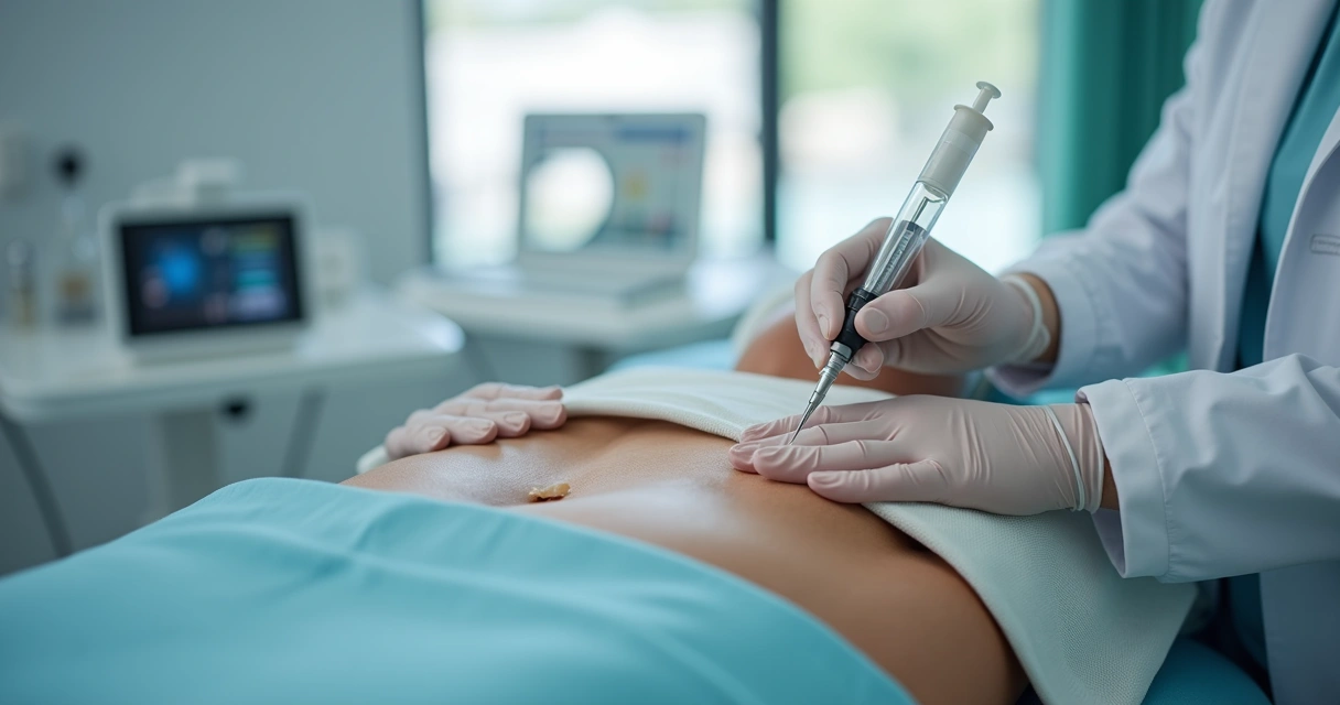 Coleta de pequena quantidade de gordura abdominal para Lipogems 