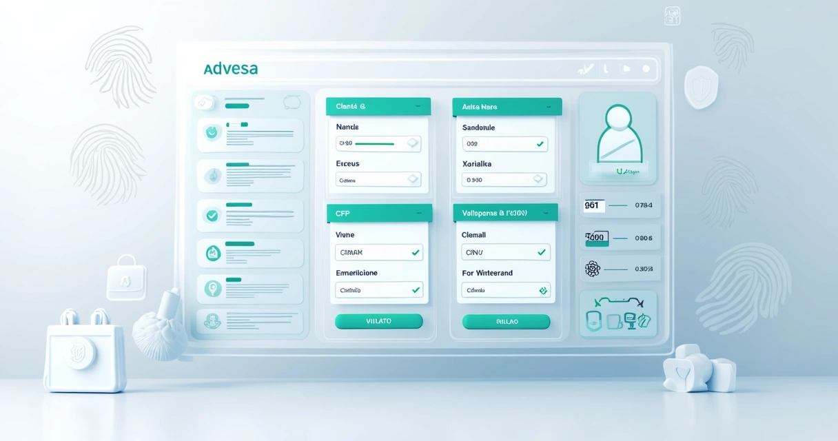 Interface digital exibindo coleta e validação de dados cadastrais 