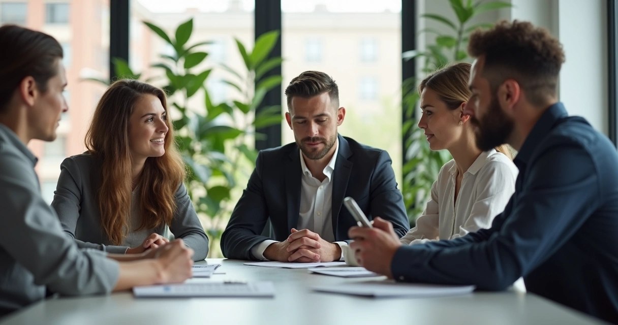Colleagues supporting each other in an office setting 