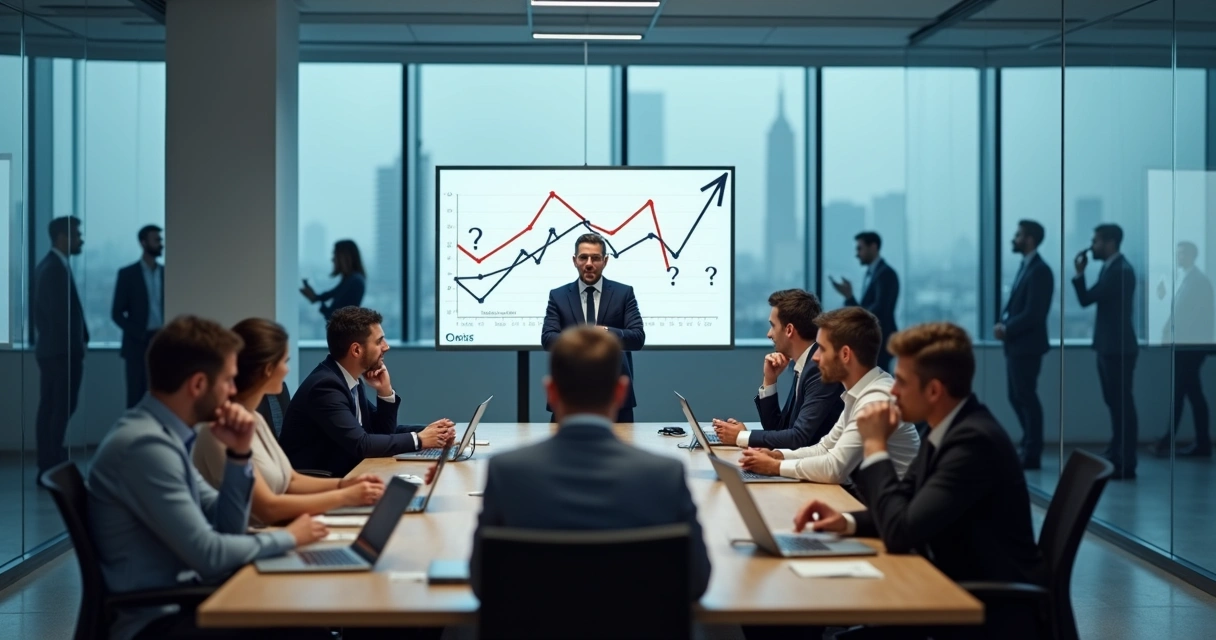 Team in a modern office reacting anxiously to organizational changes 