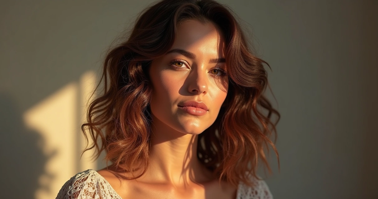 Mulher com três mechas de cabelo em diferentes tons harmonizando com tons de pele variados 