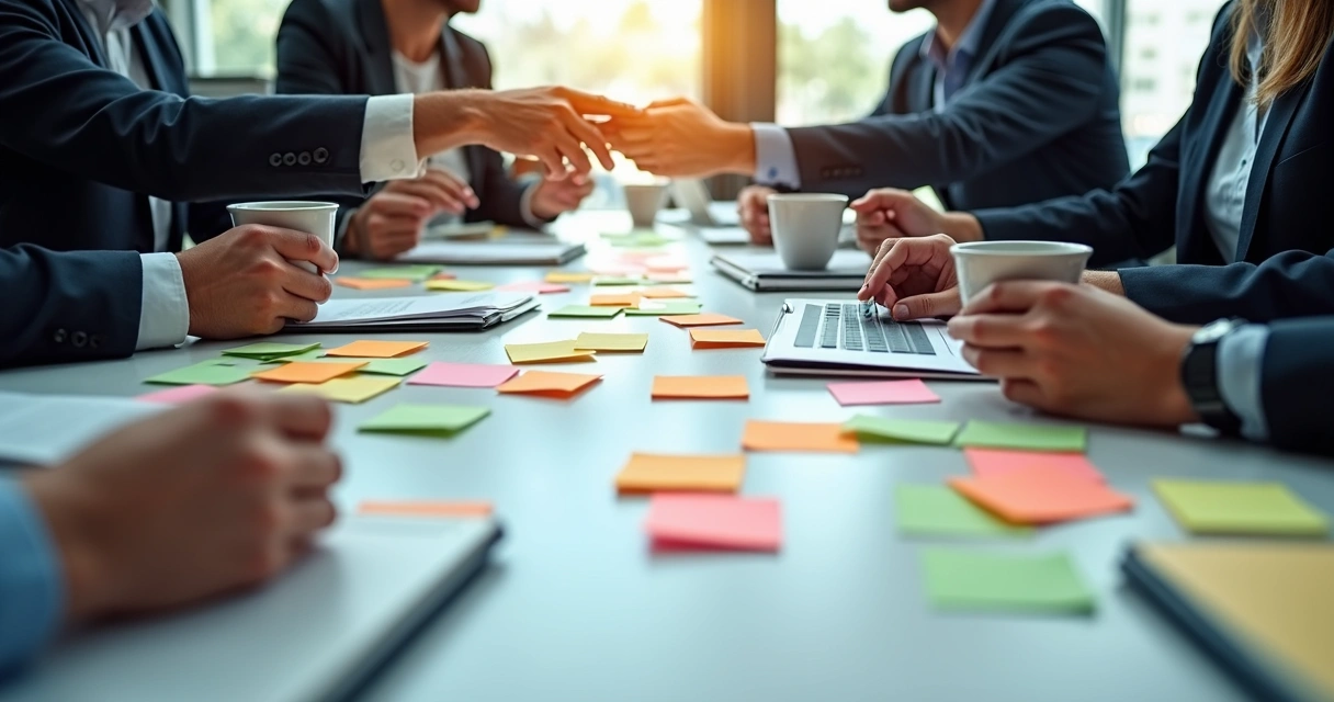 Elementos de dos culturas laborales integrados en una mesa de trabajo