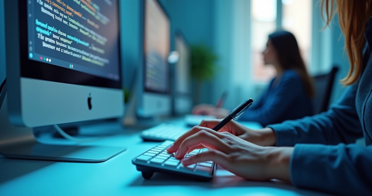 Pessoa digitando um comando de IA com exemplos de perguntas na tela 