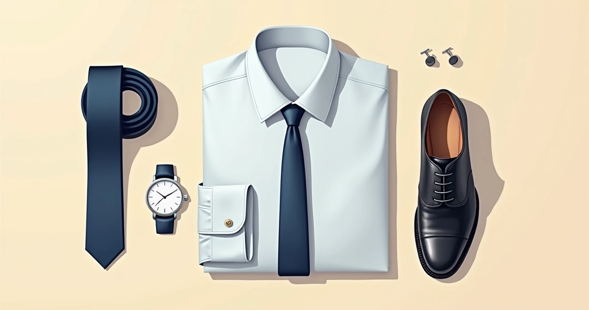 Camisa social, gravata e sapato social masculino alinhados de forma elegante