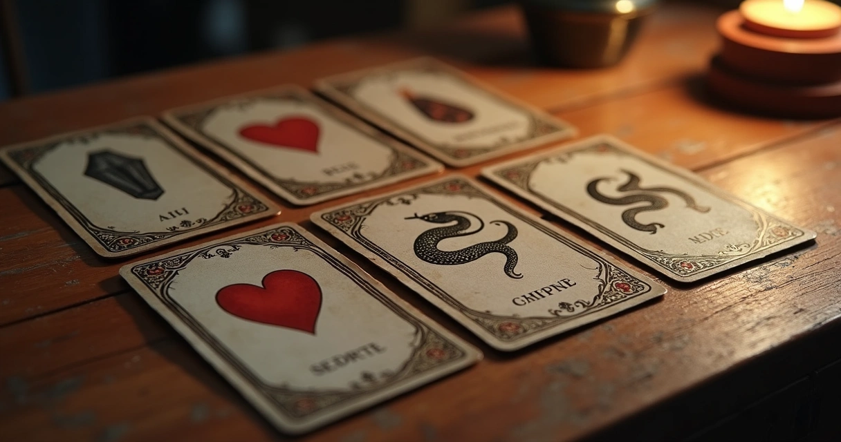 Cartas do Baralho Cigano distribuídas, Chicote em destaque 