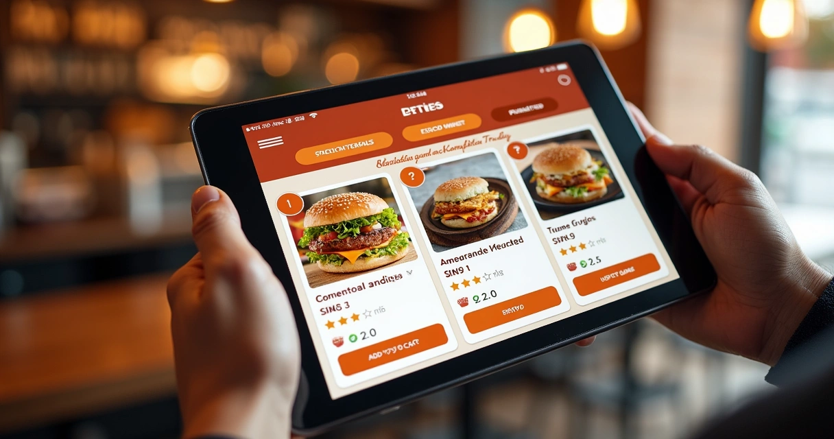 Visão de tela de cardápio digital mostrando combos de comida e promoções