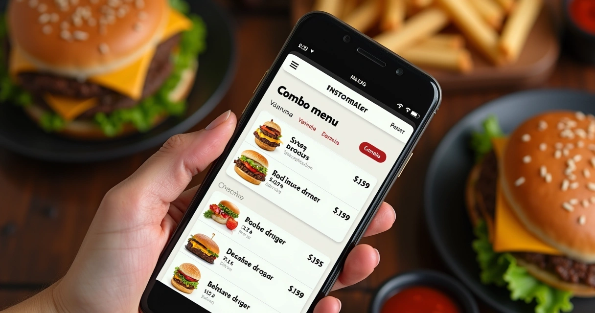 Tela de cardápio com combos de delivery 
