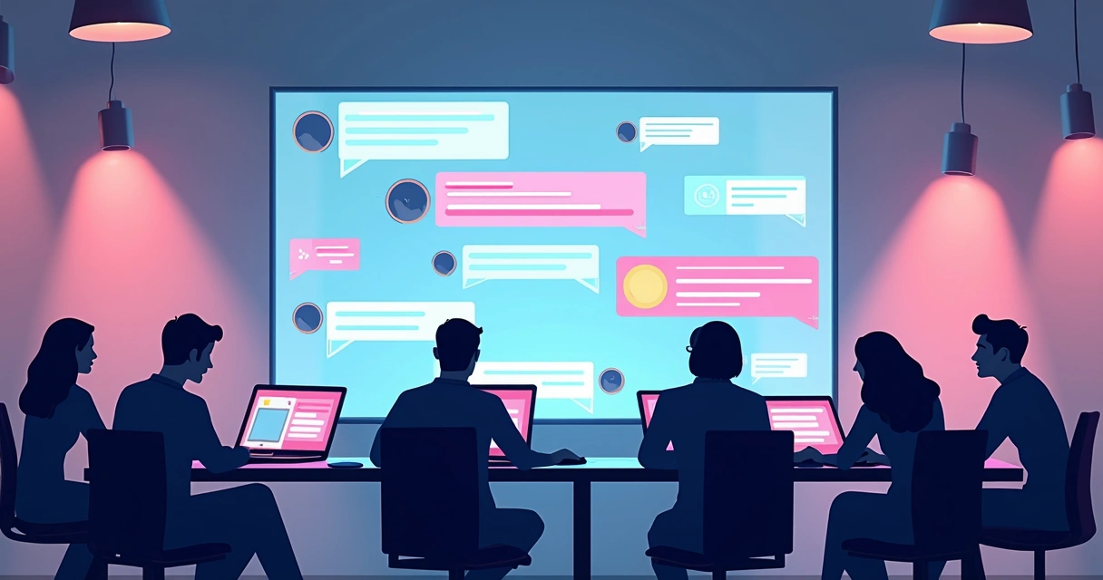 Telão virtual mostrando comentários genéricos em posts do Instagram 