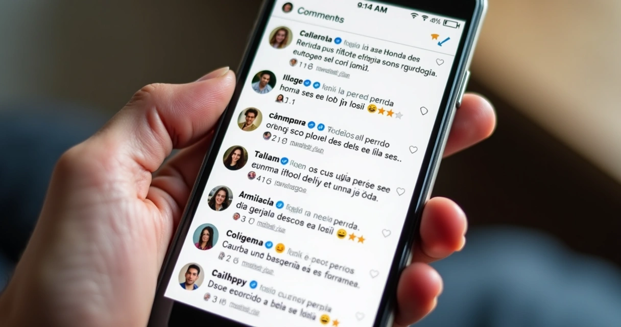 Comentários autênticos de clientes em post de rede social 