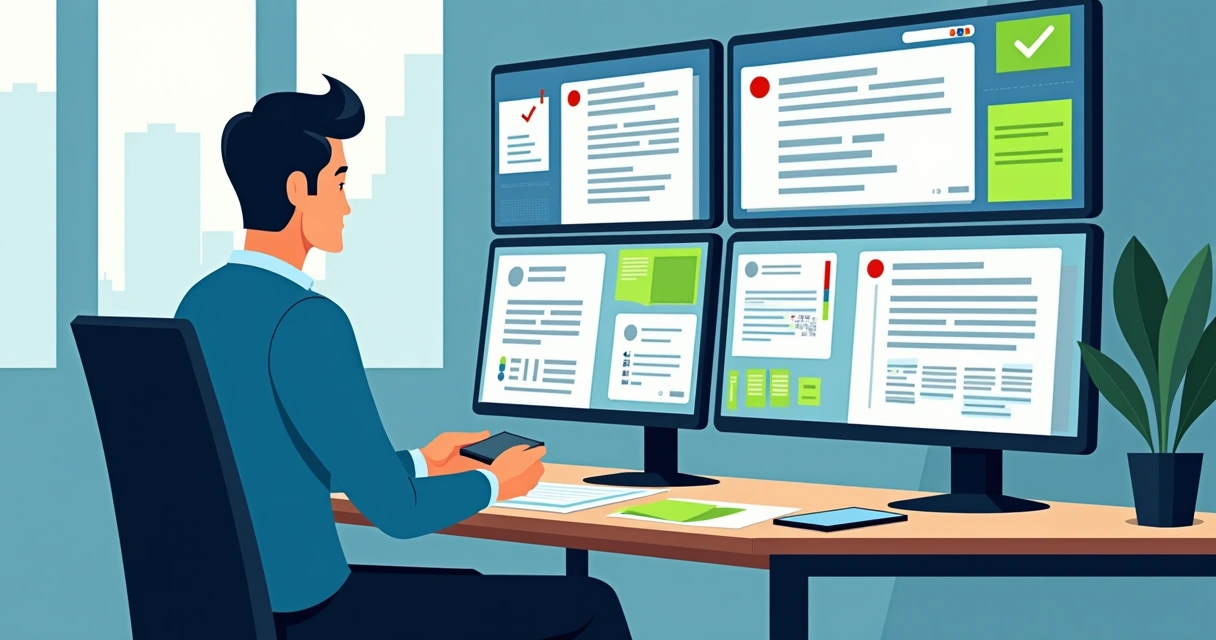 Gestor acompanhando comentários ofensivos na internet em várias telas