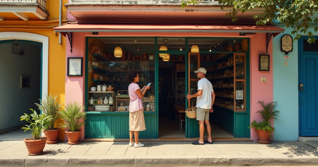 Pequeno comércio local integrado à comunidade