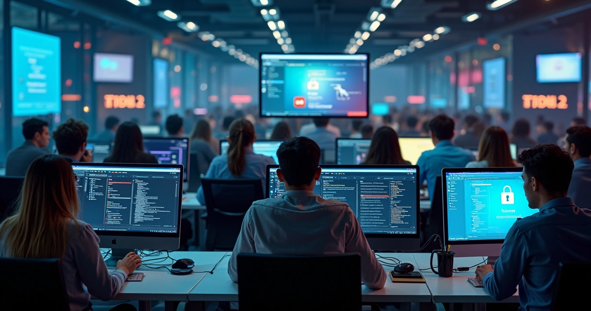 Pessoas em frente a computadores comprando online em dia de promoções 