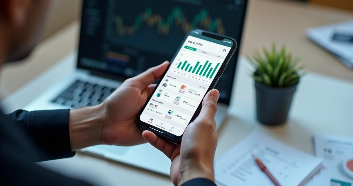 Pessoa usando smartphone para acessar portal de vendas B2B 