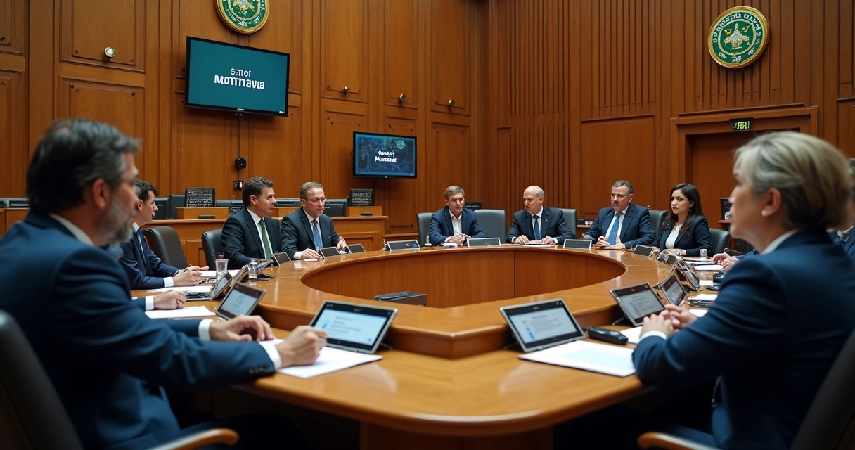 Comissão legislativa debatendo projeto de lei 