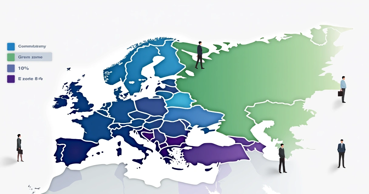 Mapa colorido dividindo regiões para comissão de vendas 