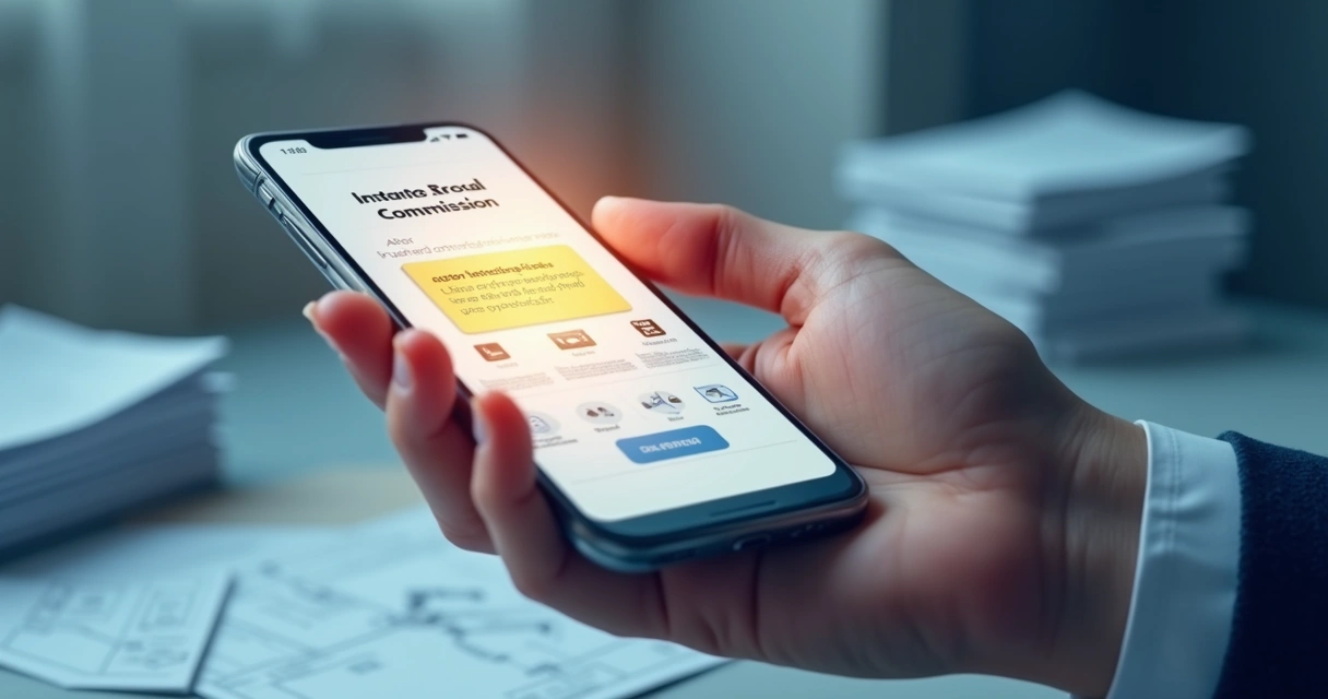 Corretor recebe notificação digital de comissão de venda de imóvel 